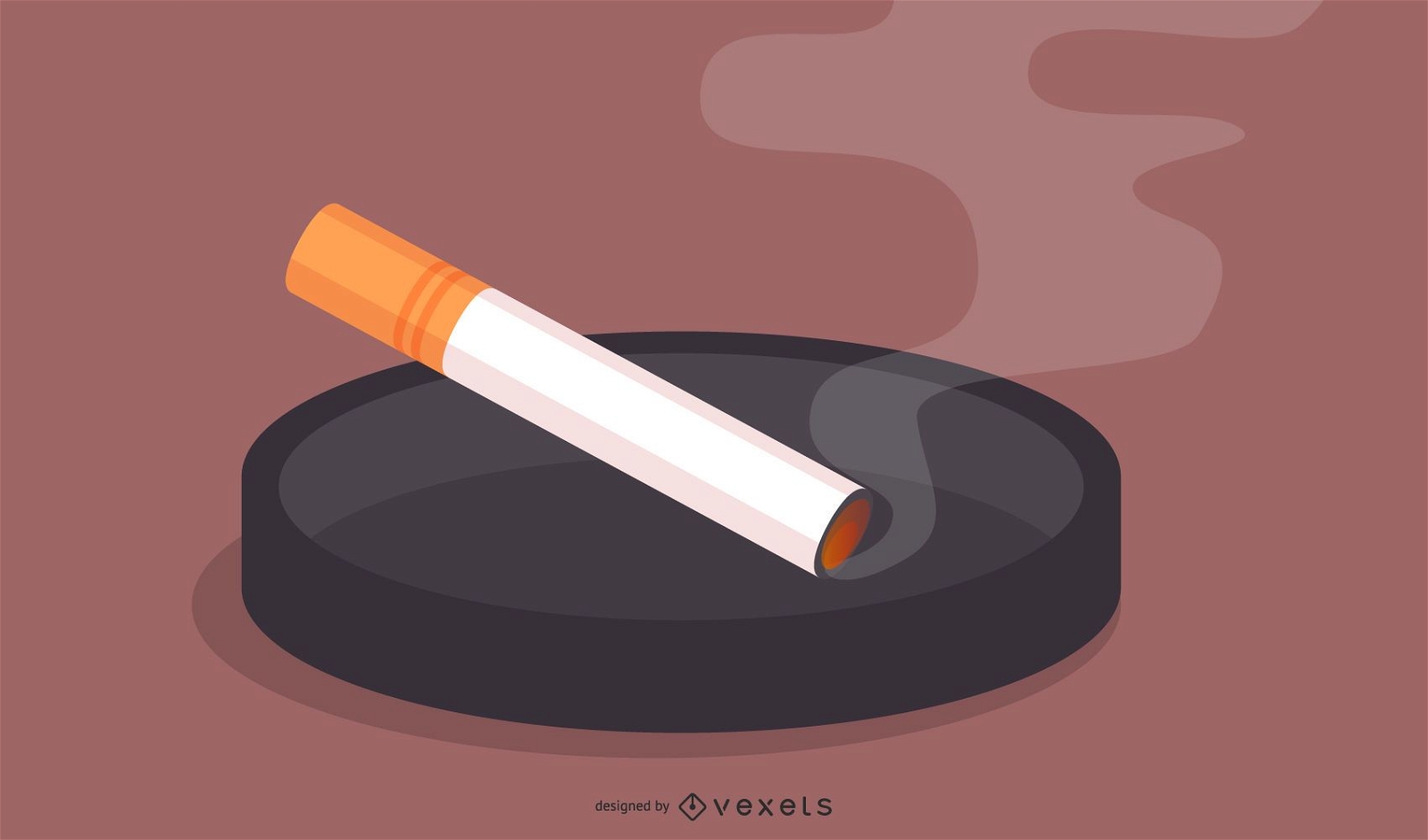 Ashtray with burning cigarette free vector