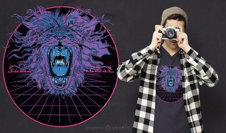 Vaporwave lion t-shirt design