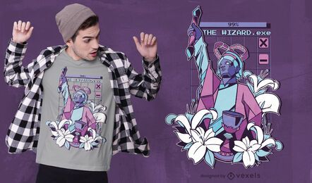Diseño de camiseta de mago vaporwave