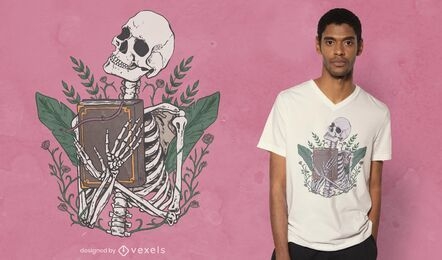 Skeleton with book t-shirt design