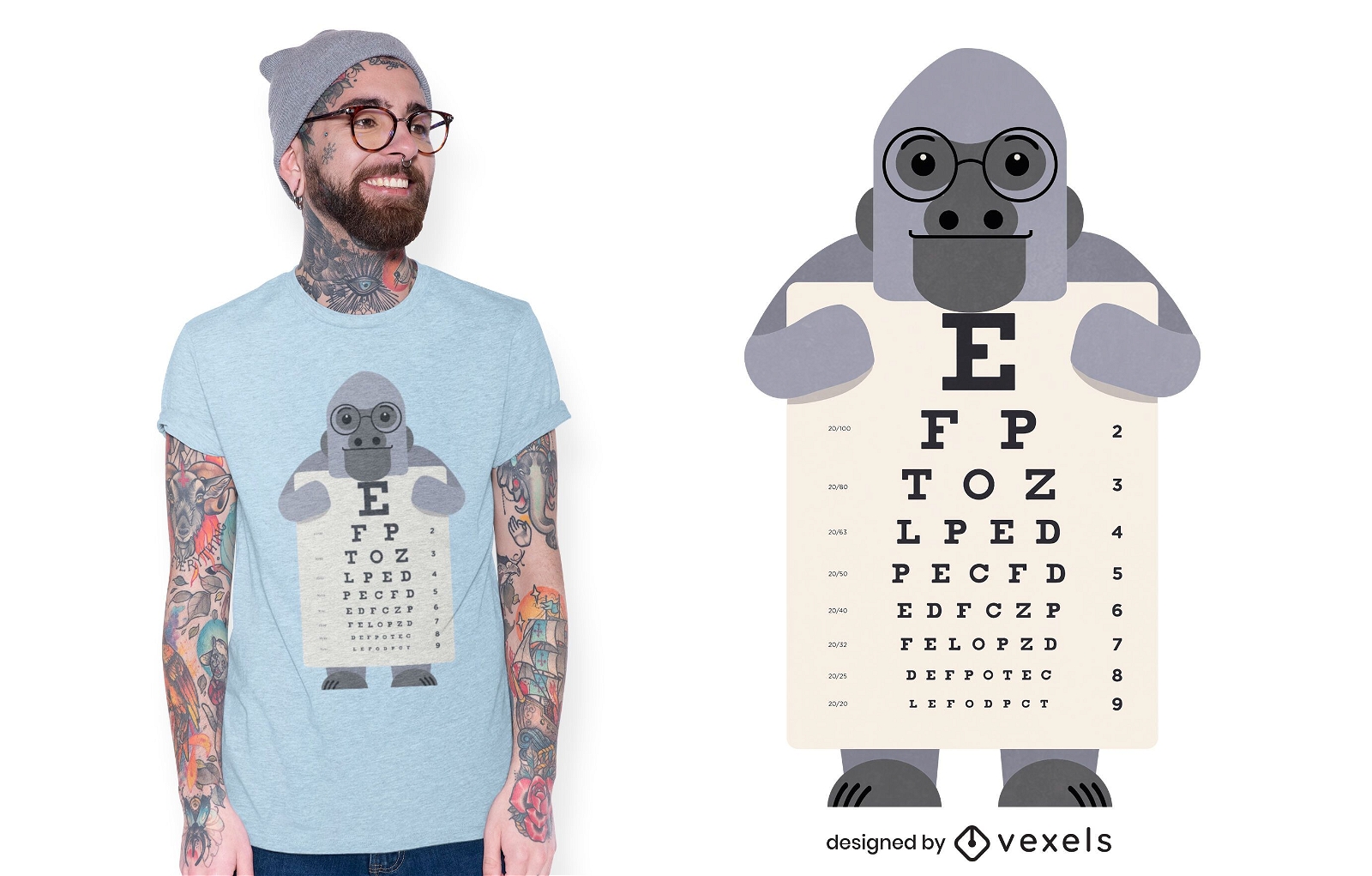 Design de camiseta com gráfico de olho de gorila
