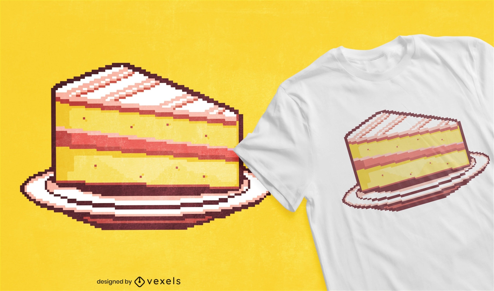 Diseño de camiseta pixel cake