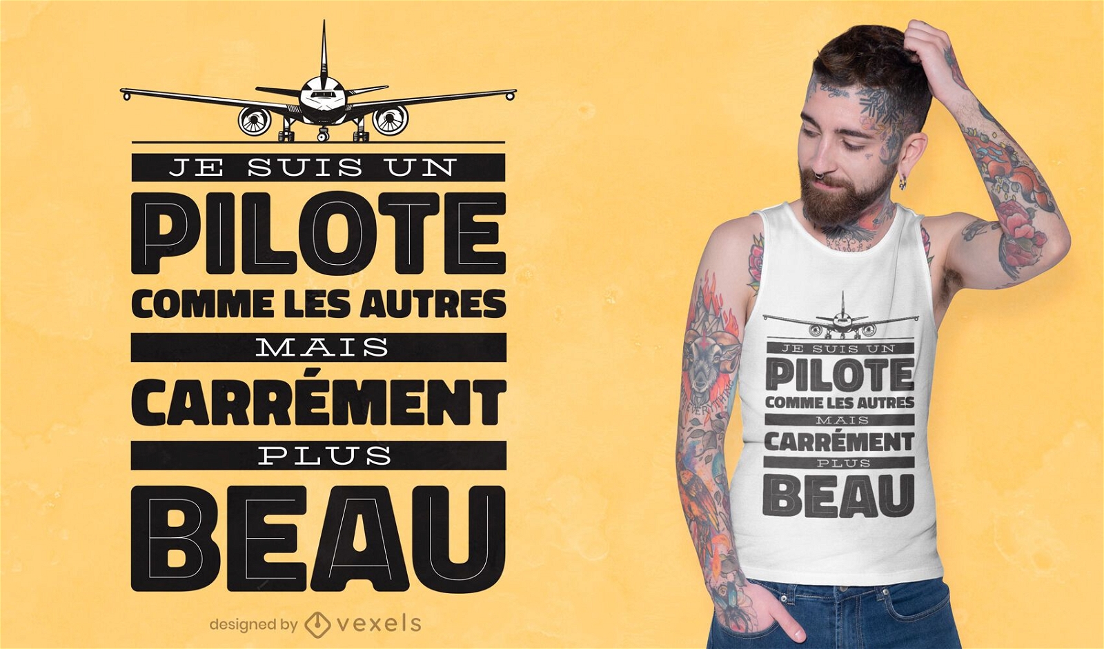Französisches Zitat-T-Shirt-Design des Piloten