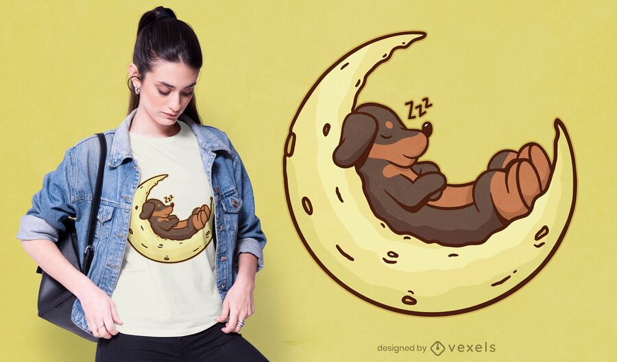 Dachshund moon t-shirt design Dachshund moon t-shirt design