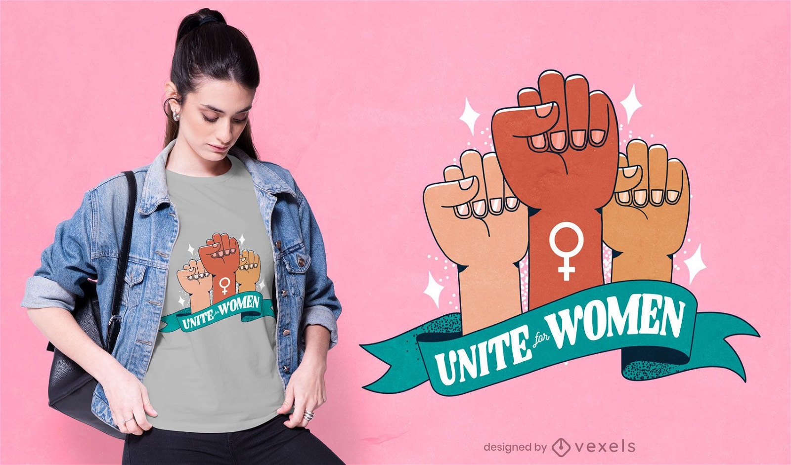 Design de t-shirt unir punhos femininos