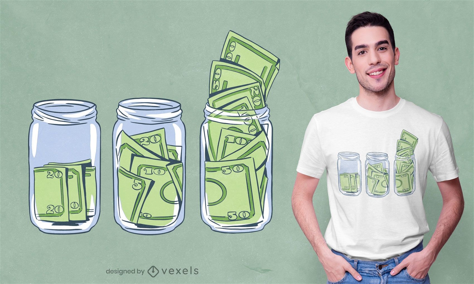 Dollar bill jars t-shirt design