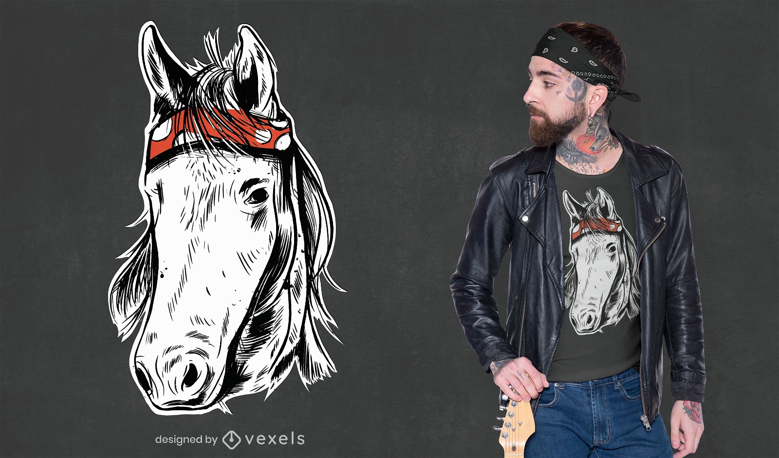 Desenho de camiseta desenhada a m?o de cavalo