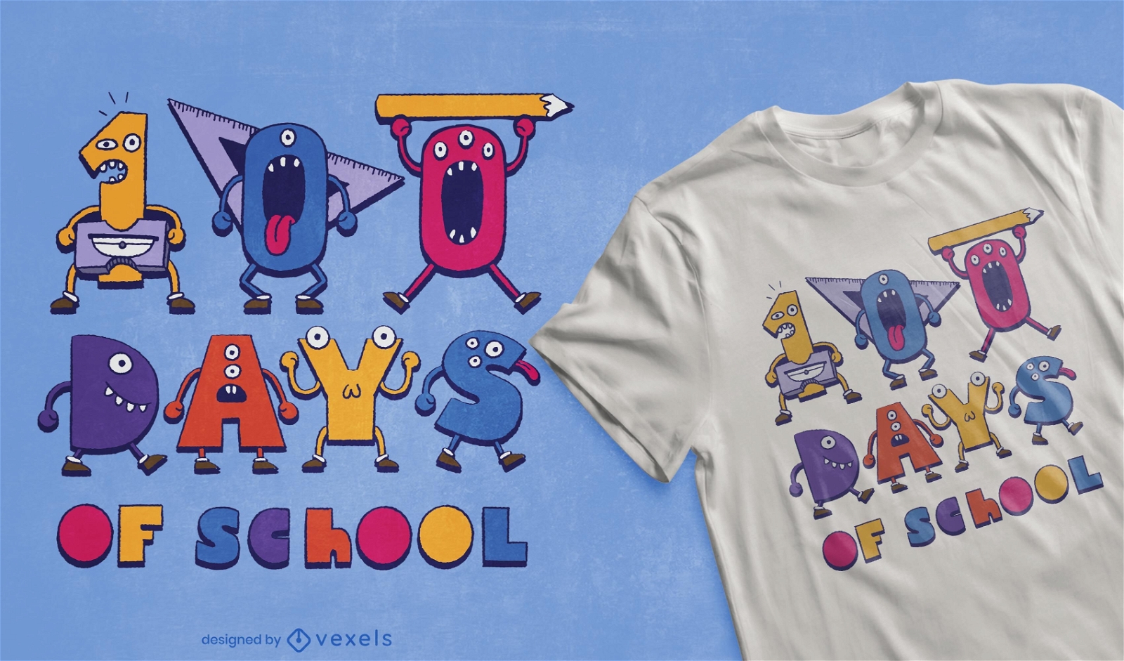 Diseño de camiseta 100 Days of School