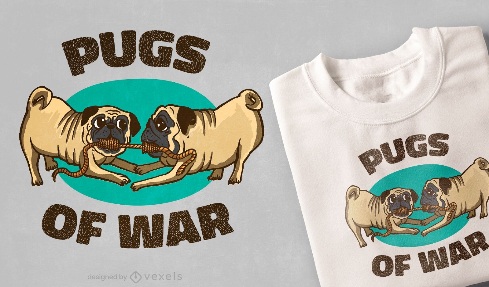 Design de camisetas dos Pugs de guerra