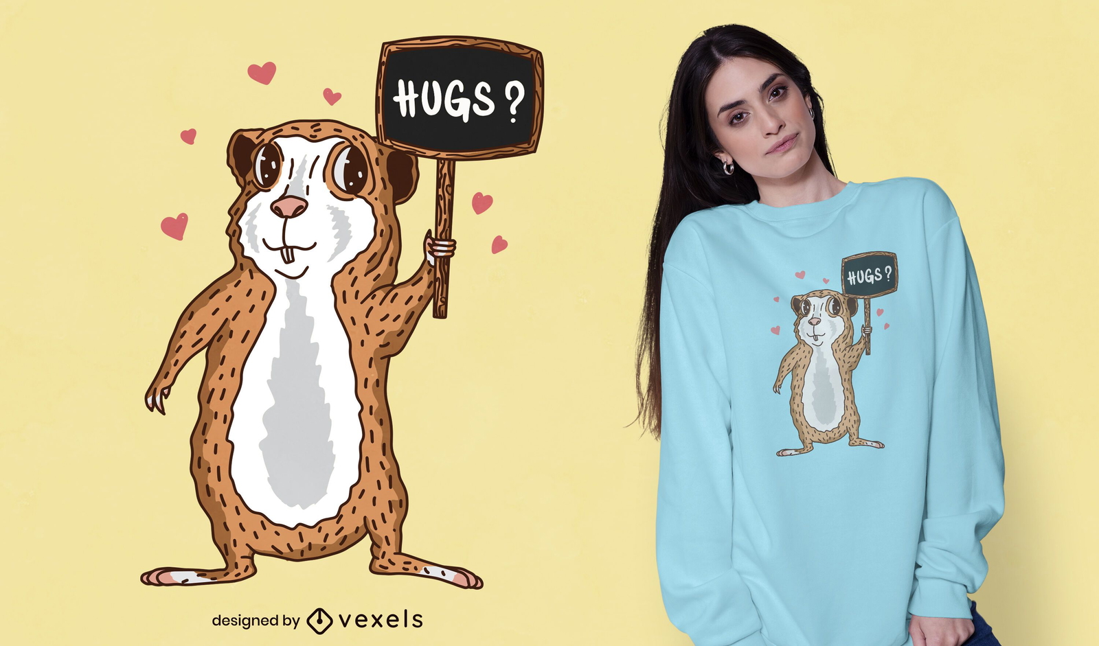 Guinea pig hugs t-shirt design