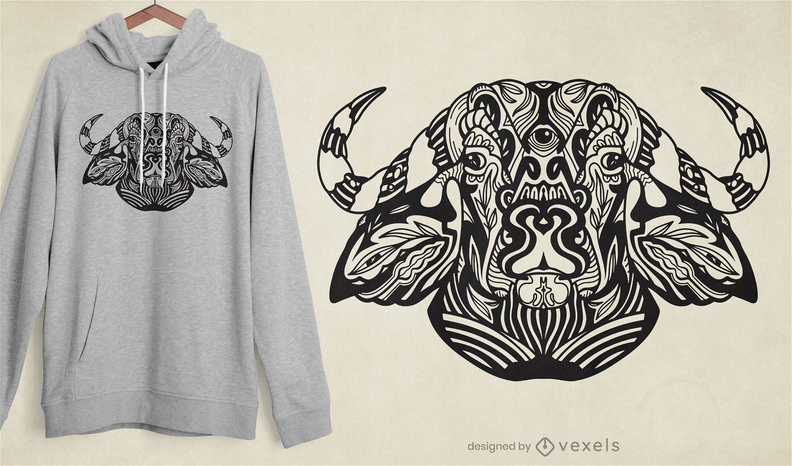 Design de t-shirt de boi tribal