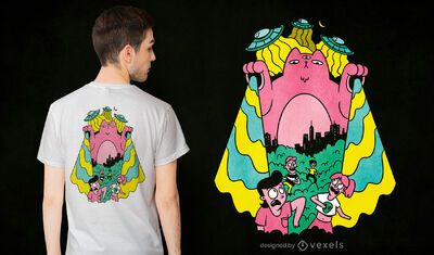 Modelo Imagem de desenho animado Alienígena Camiseta on-line - VistaCreate