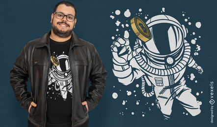 Diseño de camiseta de astronauta de Bitcoin