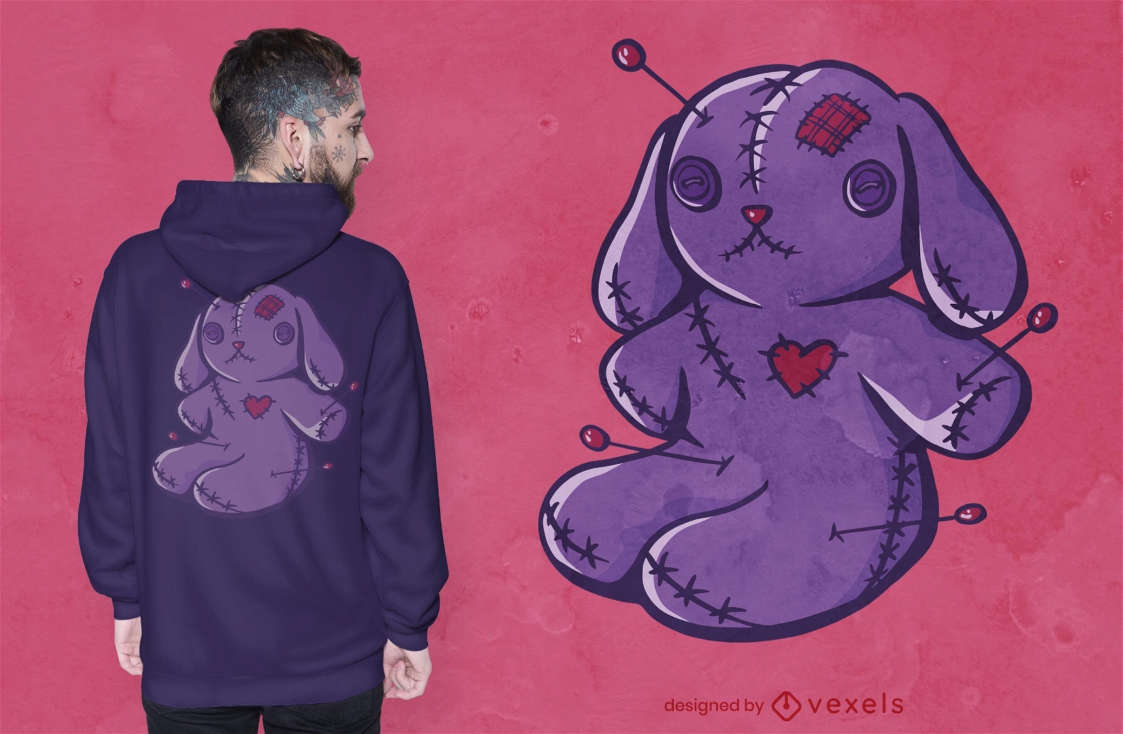 Diseño de camiseta de conejito vudú