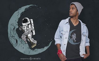 Sweeping Astronaut T-Shirt Design