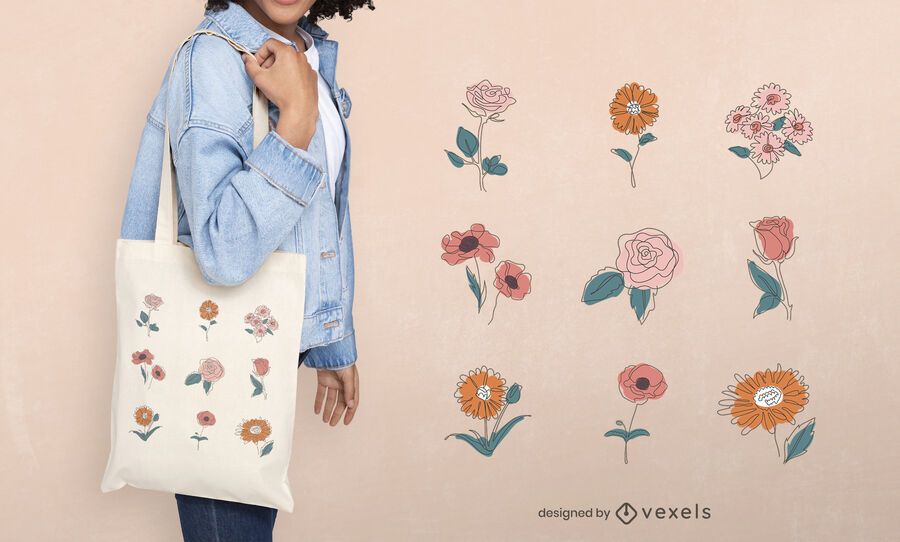 Flower set tote bag design Flower set tote bag design