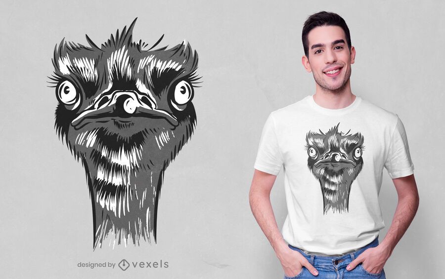 Diseño de camiseta de cabeza de avestruz. Diseño de camiseta de cabeza de avestruz.