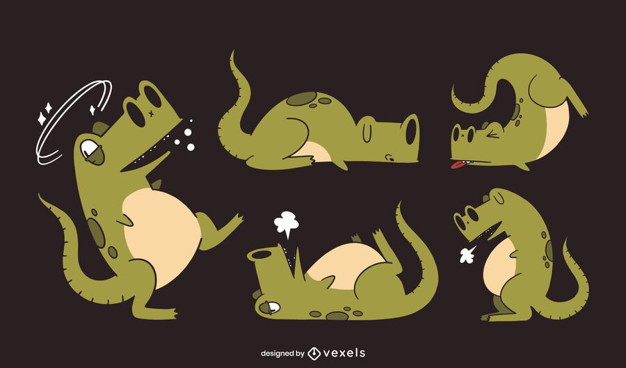 Funny dinosaur character set Funny dinosaur character set