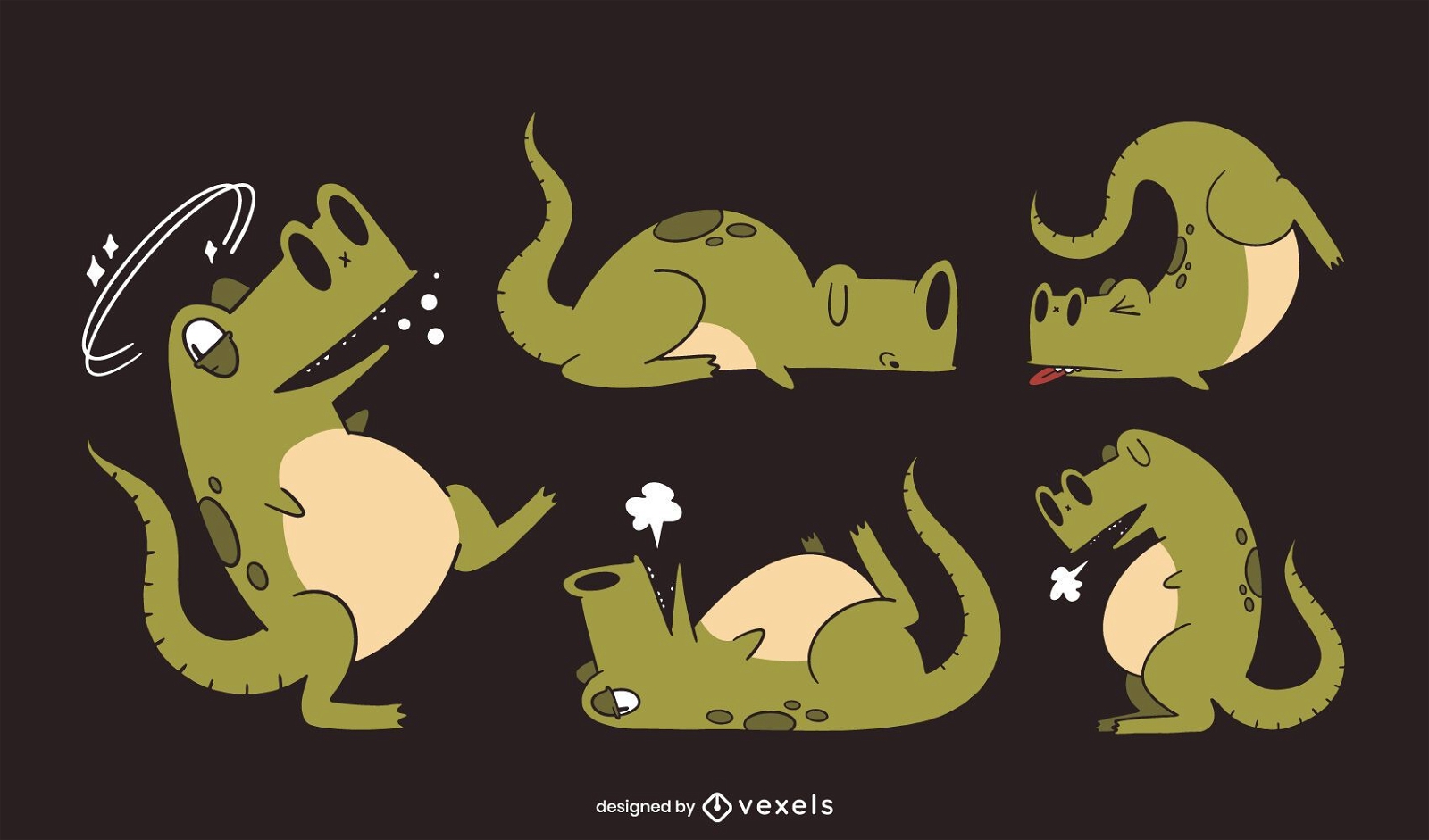 Funny dinosaur character set