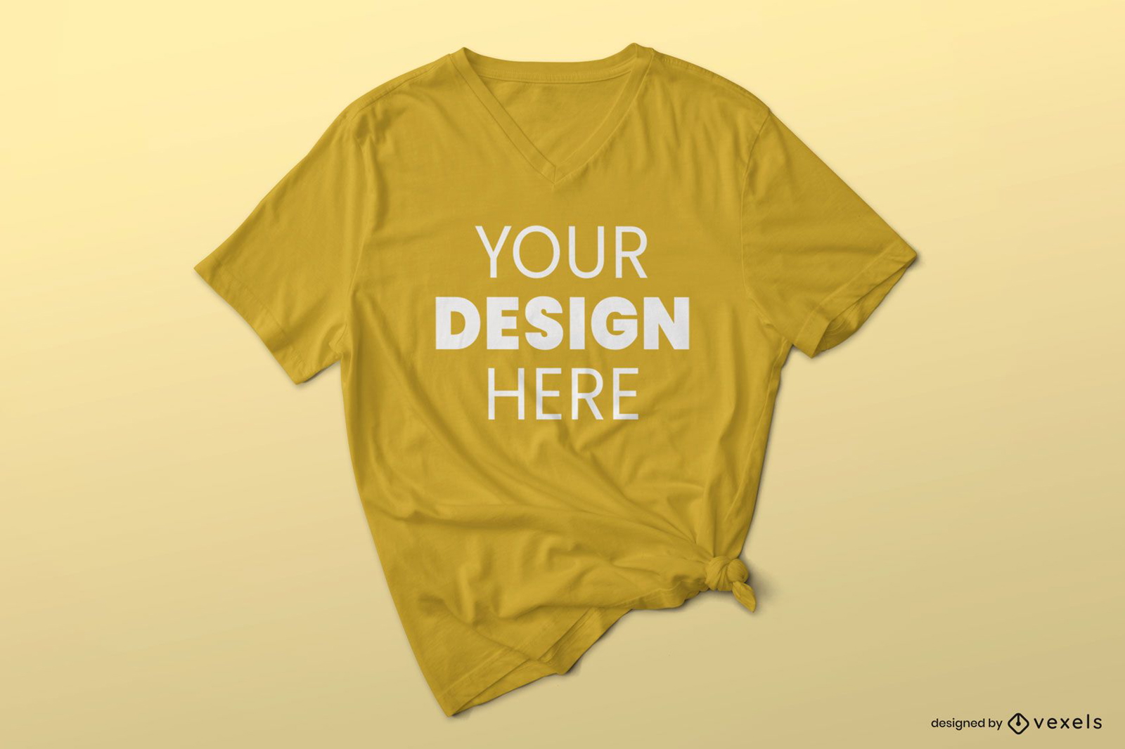 Wrinkly V Neck T-shirt Mockup Vector Download