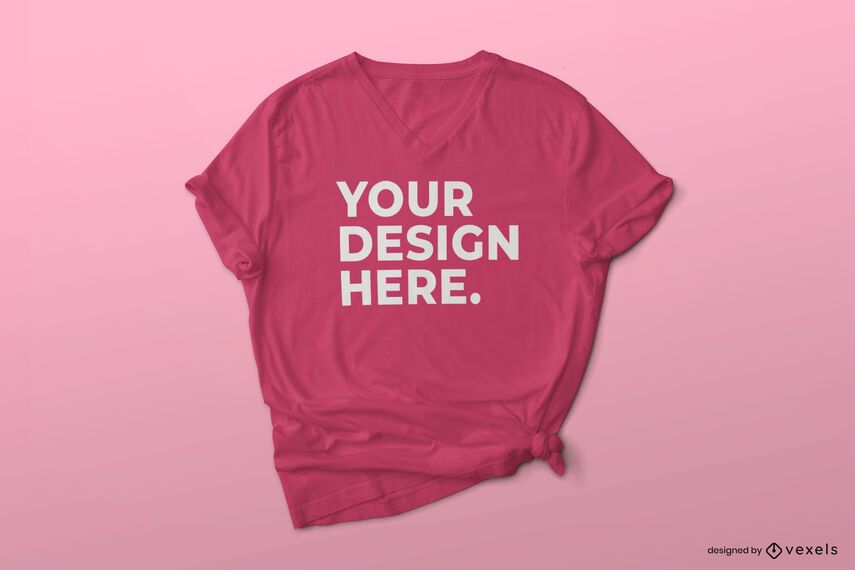 V neck t-shirt with knot mockup V neck t-shirt with knot mockup