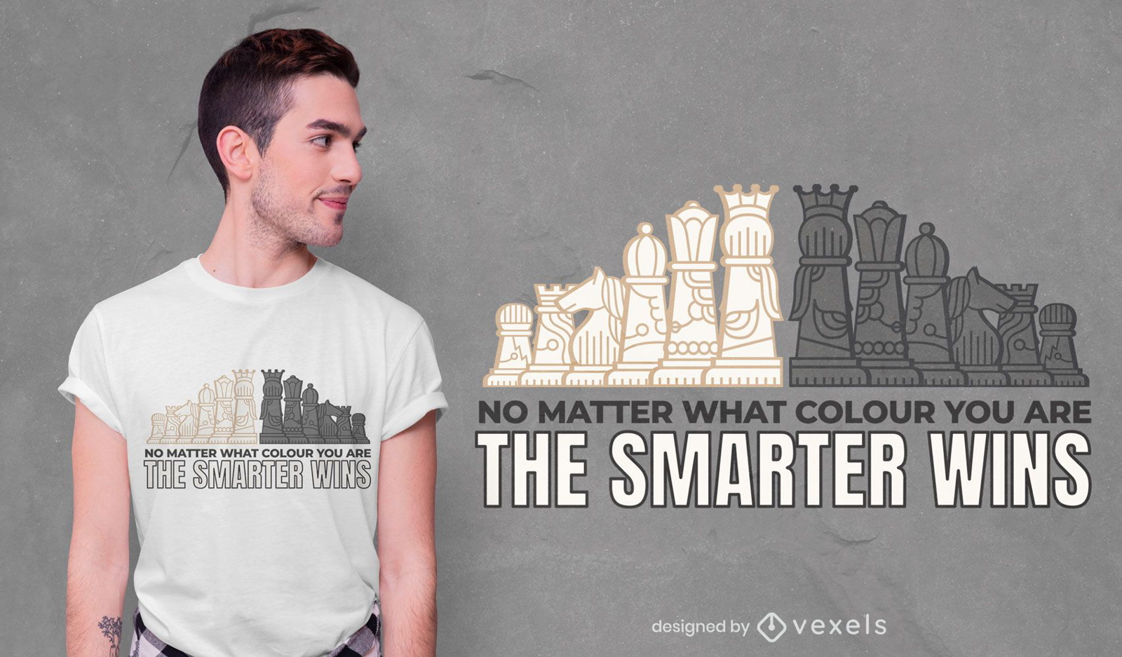 Diseño de camiseta inteligente de ajedrez.