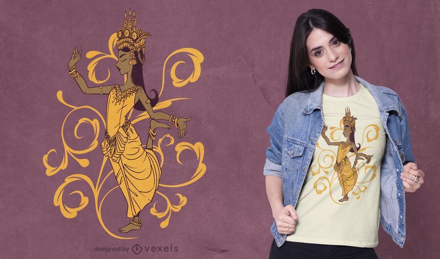 Diseño de camiseta de bailarina apsara Diseño de camiseta de bailarina apsara