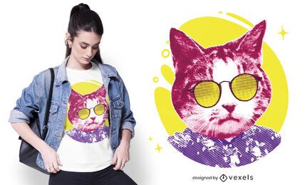 Diseño de camiseta de gafas de sol de gato fresco Diseño de camiseta de gafas de sol de gato fresco