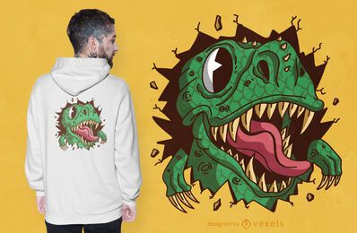 Diseño de camiseta rasgando T Rex