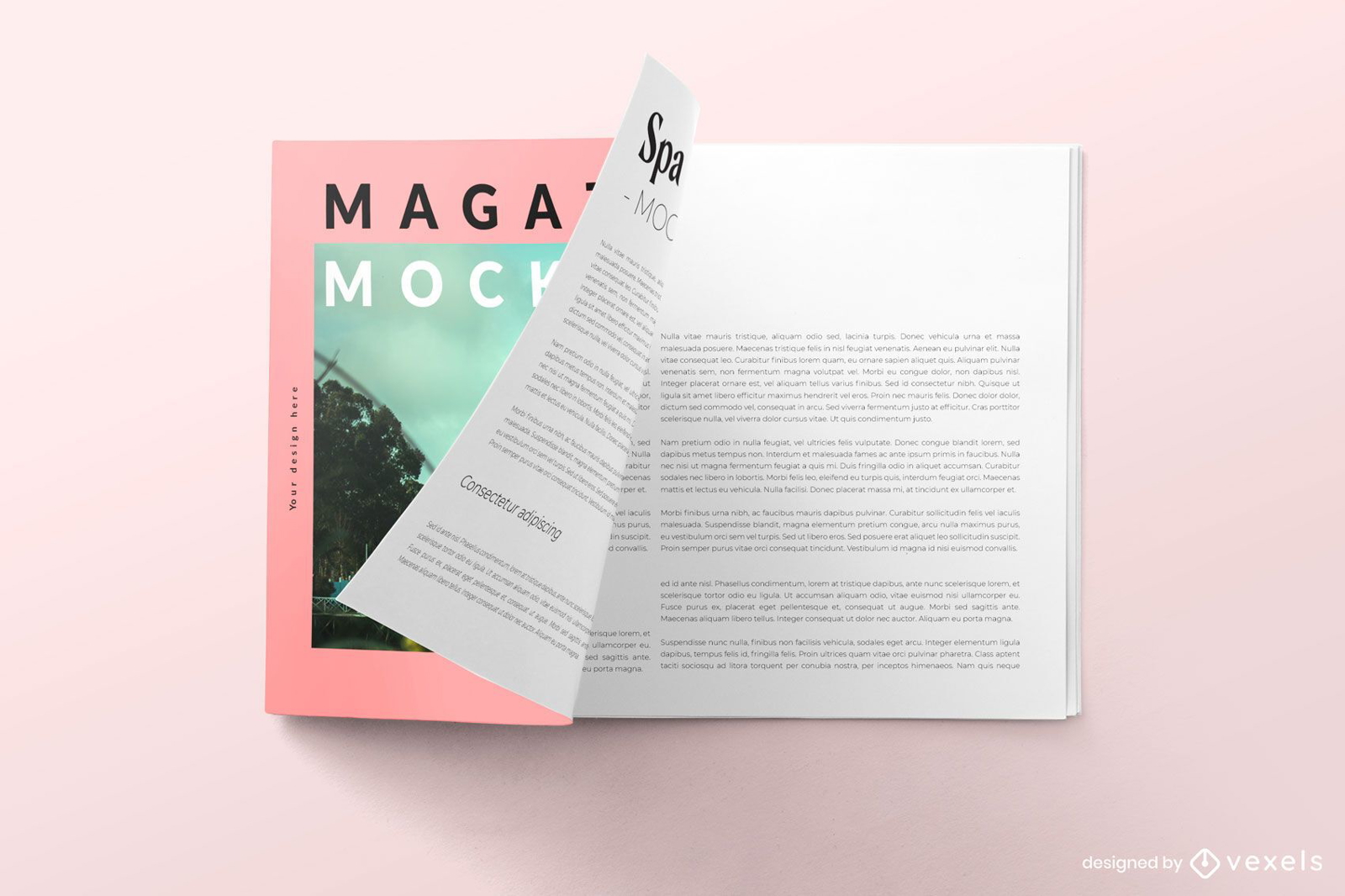 Open magazine psd mockup design