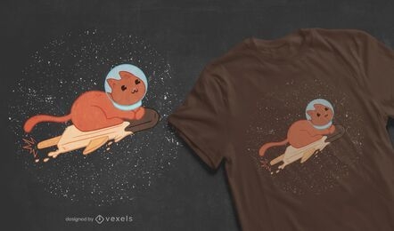 Astronaut cat ice-cream t-shirt design