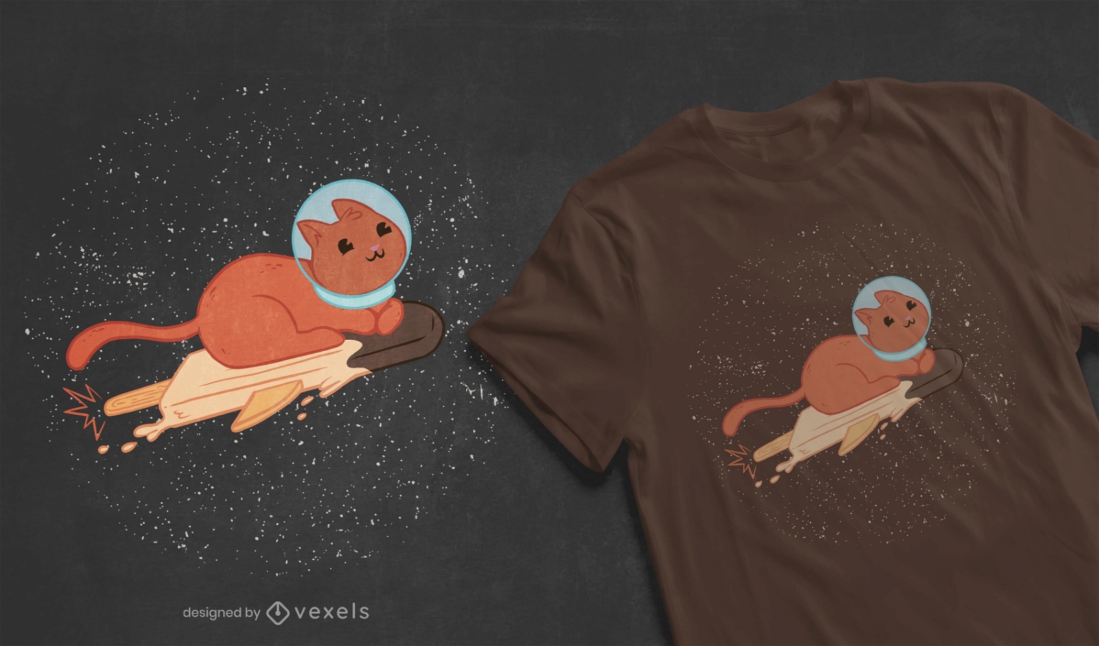 Design de camiseta de sorvete de gato astronauta