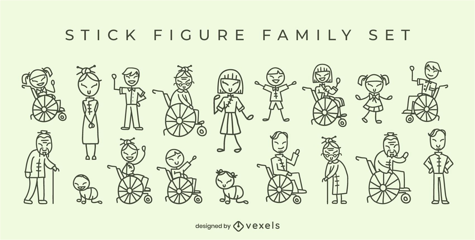 Chinese family stick figures