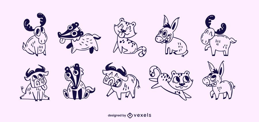 Cute animals stroke set Cute animals stroke set