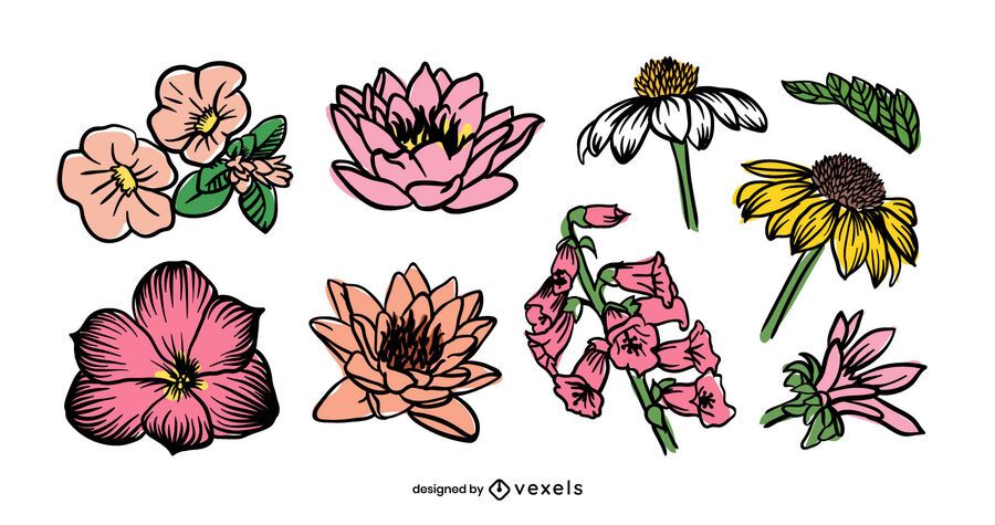 Flower hand drawn set Flower hand drawn set