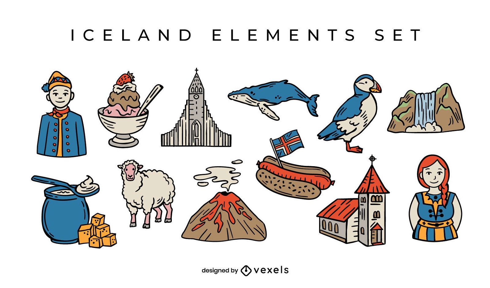 Conjunto de elementos de Islandia