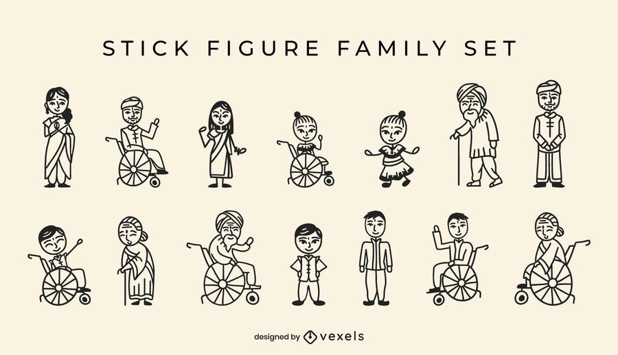 Indian family stick figures Indian family stick figures
