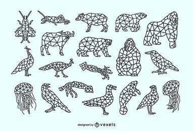 Animals Low Poly Stroke Set Vector Download Animals Low Poly Stroke Set Vector Download