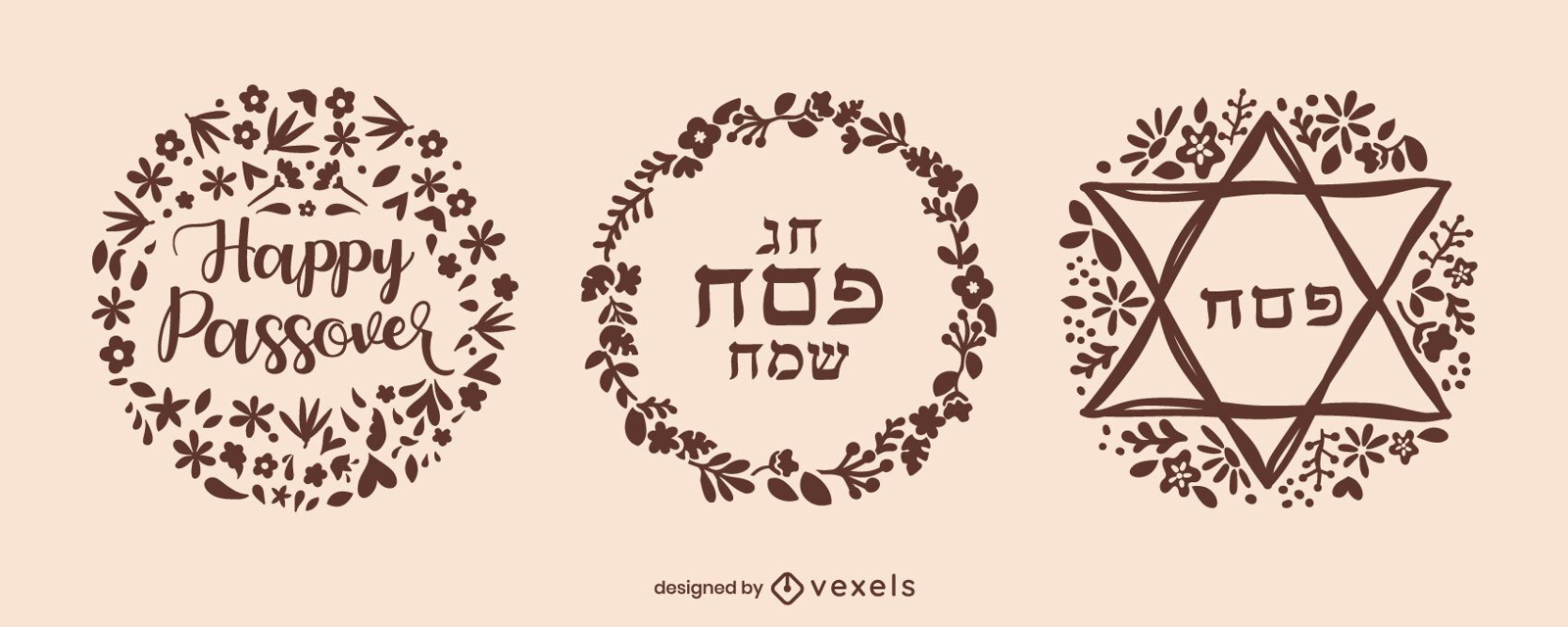 Conjunto de distintivos de Pesach em hebraico