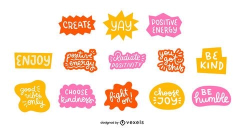 Positive quotes lettering set