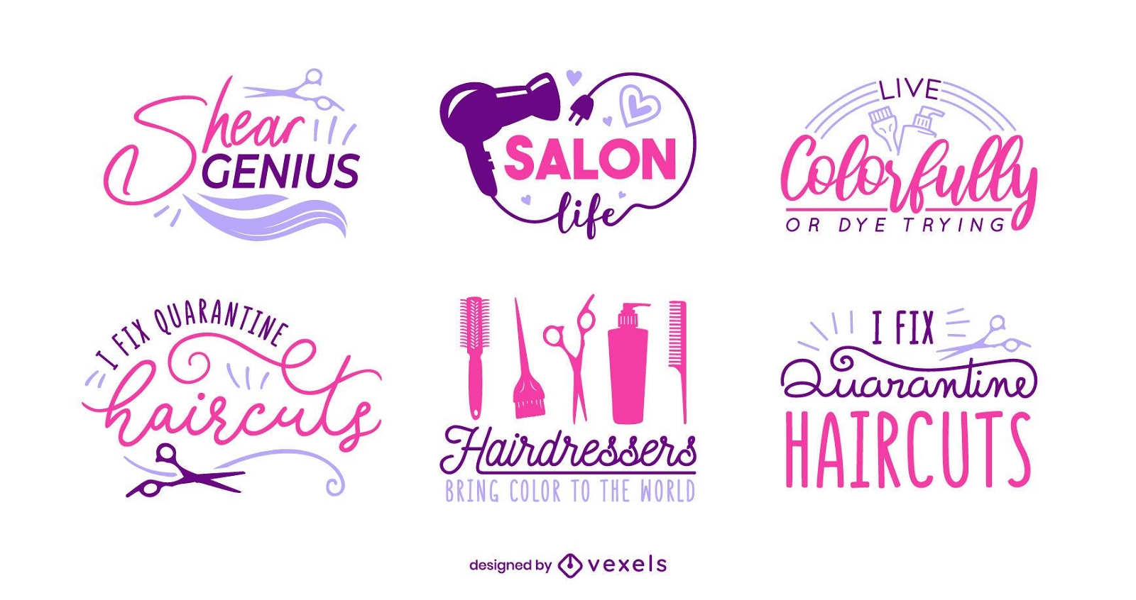 Hair salon lettering set