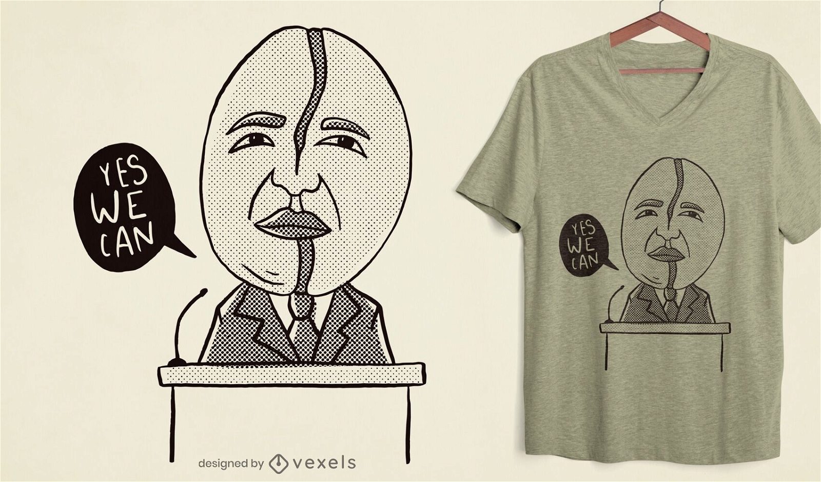Design de t-shirt Obama em gr?o de caf?