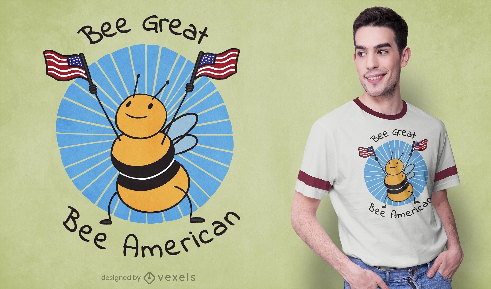 Design de camiseta Bee American