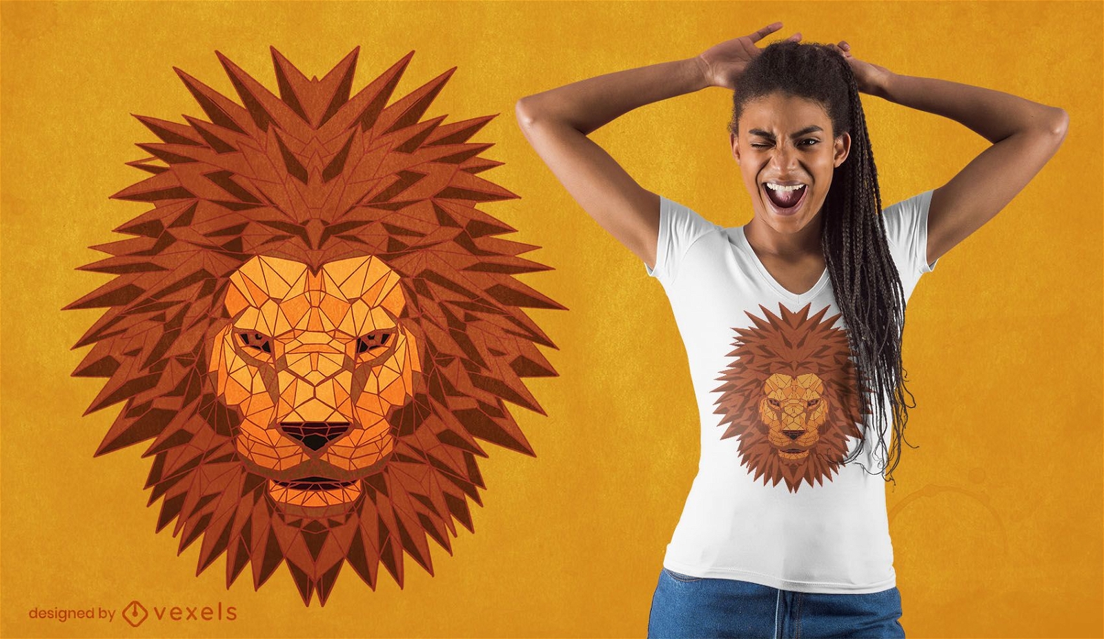 Lion head polygonal t-shirt design