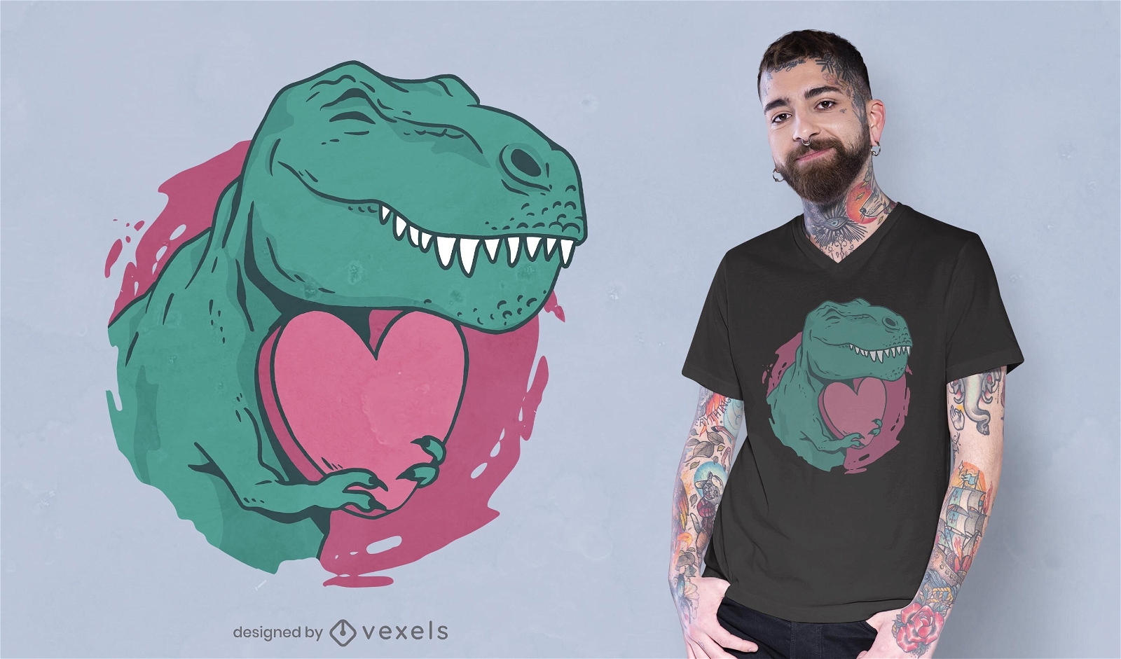 Design de t-shirt dos namorados T-Rex