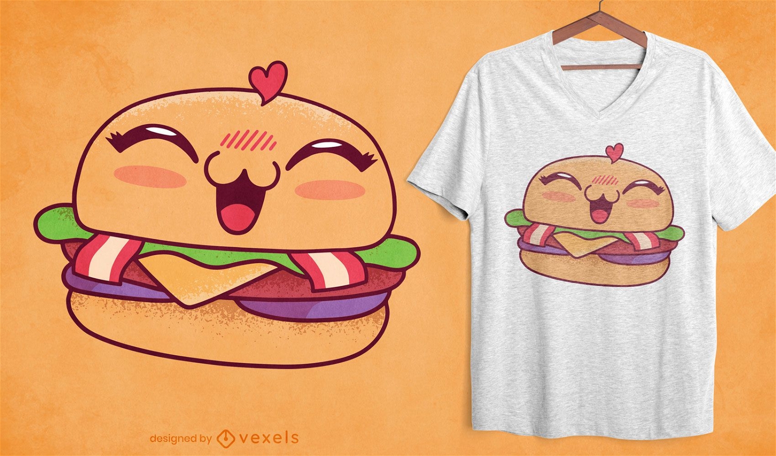 Diseño de camiseta de hamburguesa kawaii