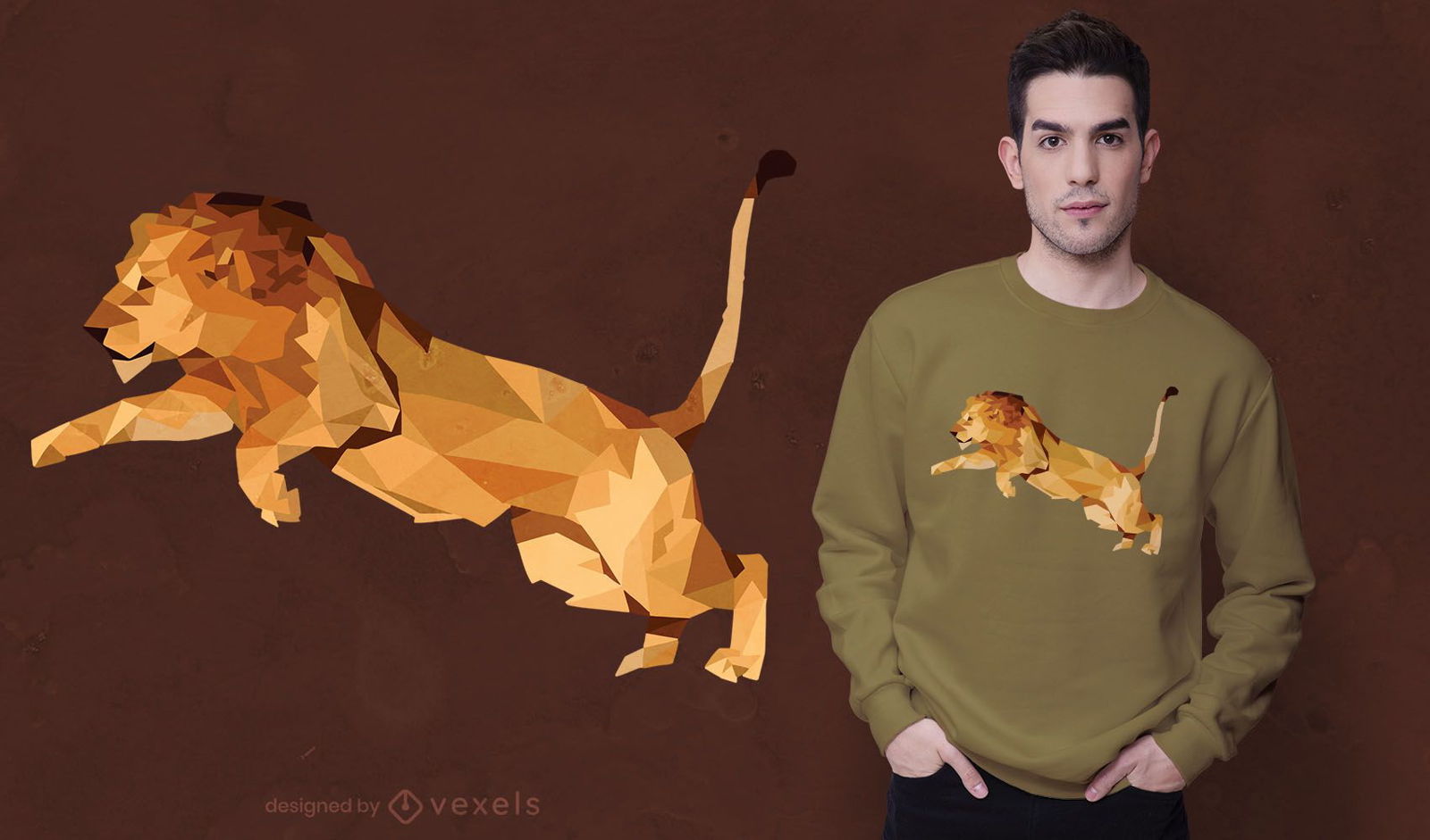 Design de camiseta de leão com poliéster baixo
