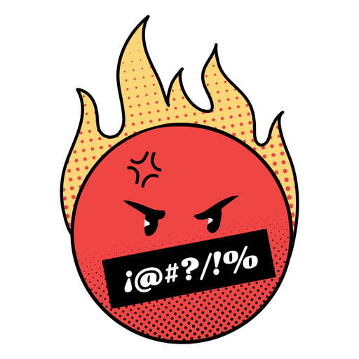 Emoji llameante enojado Diseño PNG
