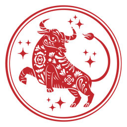 Boi de ano novo chinês brilha corte de papel Desenho PNG