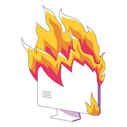 Ilustración de computadora en llamas Diseño PNG